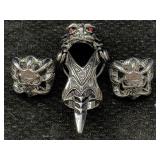 3 Metal Fashion Jewelry Rings, Sz 8