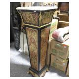 4ft H Large Boulle Style Marble Top Pedestal.