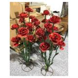 4 Metal Rose Garden Yard Art Sculptures. 39in. H