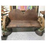 Concrete Rustic Themed Patio/Garden Bench