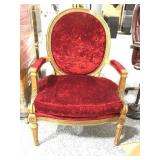 Red Velvet Cushioned X-Wide Arm Chair