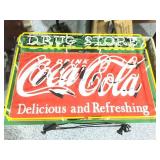 CocaCola Neon Drug Store Window Sign. 30x 24in