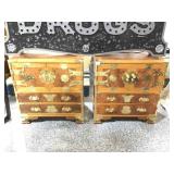 Pair of Tansu Style Wooden Side Tables/