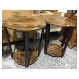 Pair Of Modern Rustic Metal And Wood Side