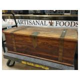 Vtg Wood Trunk w/metal accents, 46x22x16in