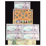 Lot of Iraqi coins & bills, Saddam Hussin