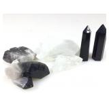 Quartz crystal fragments & 2 onyx stones