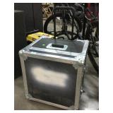 Hard travel case on wheels w/fitted inserts,