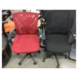 2-Rolling Office chairs Red & Black