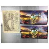 2 Wizard of Oz Sphere posters & vtg map poster,