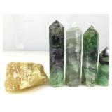 Assorted cut stone obelisk & more