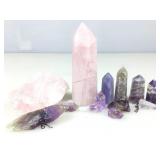 Rose quartz specimen obelisk & more