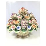 Capodimonte w/flowers in basket, porcelain 1