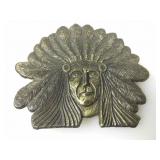 Vtg Brass Sitting Bull Belt Buckle