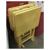 4-Wood TV trays w/holder