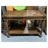 Wood hall table, missing center glass piece,