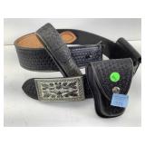 Leather gun holster belt w/buckle, 45 in long