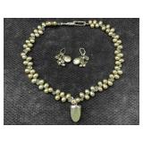 Sterling Silver Earrings & Necklace Clasp W/pearls