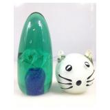 LBS hand made glass vase, blue/green, Czech