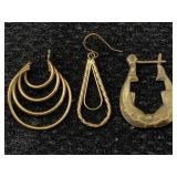 3-14k Gold Mismatch Earrings, Tw 3.6g