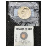 Eisenhower / Ike Dollar And Obama Penny