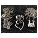 Sterling Necklaces W/pendants, Tw 10.6g, Sz 17in