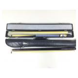 2 Pool cue sticks, in cases