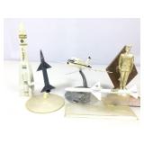 Douglas DC-9, Navy Sparrow II models on stands &