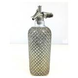 Vtg seltzer spritzer soda siphon bottle, glass