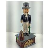 Uncle Sam cast iron mechanical bank, 11 in tall