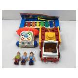 Vtg Fisher-Price toys, fire truck, telephone,