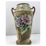 Painted pottery vase 12 in tall, no markings