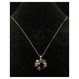 .925 Silver Floral Wrapped Black Heart Pendant