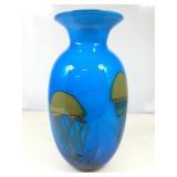 Dynasty Gallery art glass blue w/jellyfish motif,