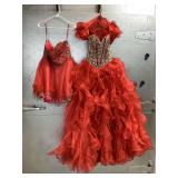 Bridal gown/Prom Dress & girls dress, red sz Sm