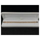 Sterling Bracelet W/cz Stones, Tw 18.9g, Sz 7in