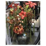 Faux plants w/plant vase, 35in tall