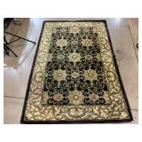 Vtg Kaleen Black, Brown and green Area rug,