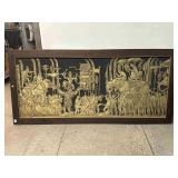 Large Framed Cambodia Temple Rubbing Art - some