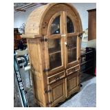 Solid wood arch curio cabinet, approx over 6ft