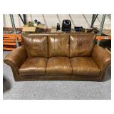 Brown Leather couch w/studded accents, missing