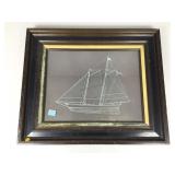 Framed silhouette ship The Schooner Yacht,