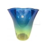 Large 11 inch Tall Vtg Blenko Freeform Vase - ex