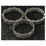 3 Sterling Silver Rings, Tw 14.9g, Sz 11 & 12