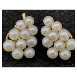14k Gold Earrings W/pearls, Tw 13.8g