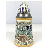 Gerz, German Beer Stein w/knights helmet on metal
