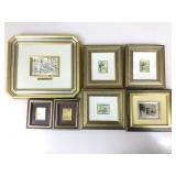 Vtg framed hand-painted pressed foil gold leaf