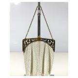 Vtg Enameled Metal Mesh Purse with Chain Strap -