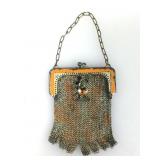 Vtg Mickey Mouse Metal Mesh Coin Purse - Good