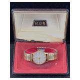 Vtg Elgin Wind Up Watch W/10k Gold-filled Band, 19